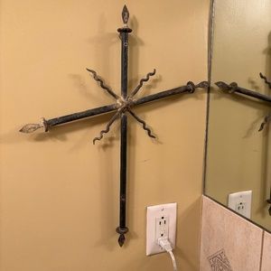 Vintage Hand forged iron rustic cross